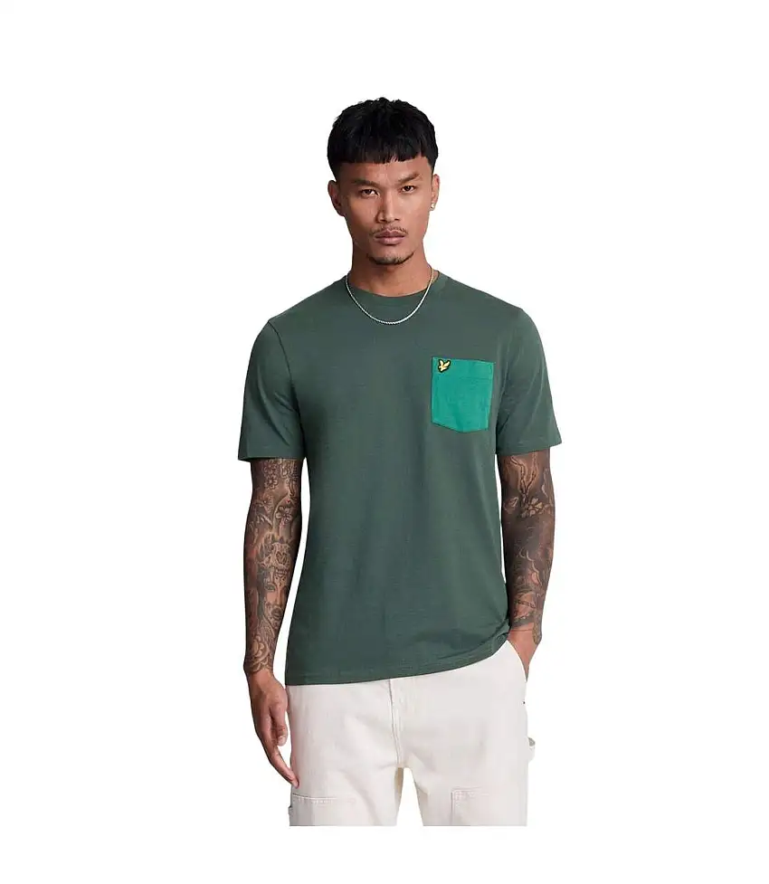 Mens Tonal Pocket T-shirt Teal Lyle & Scott