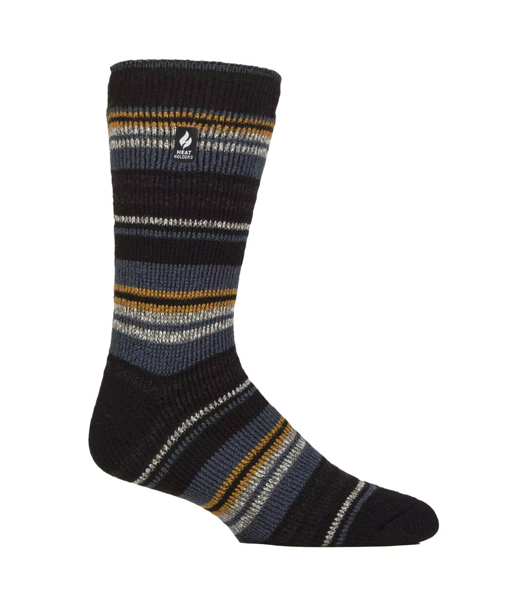 Mens Thermal Patterned Brushed Socks with Stripes for Winter