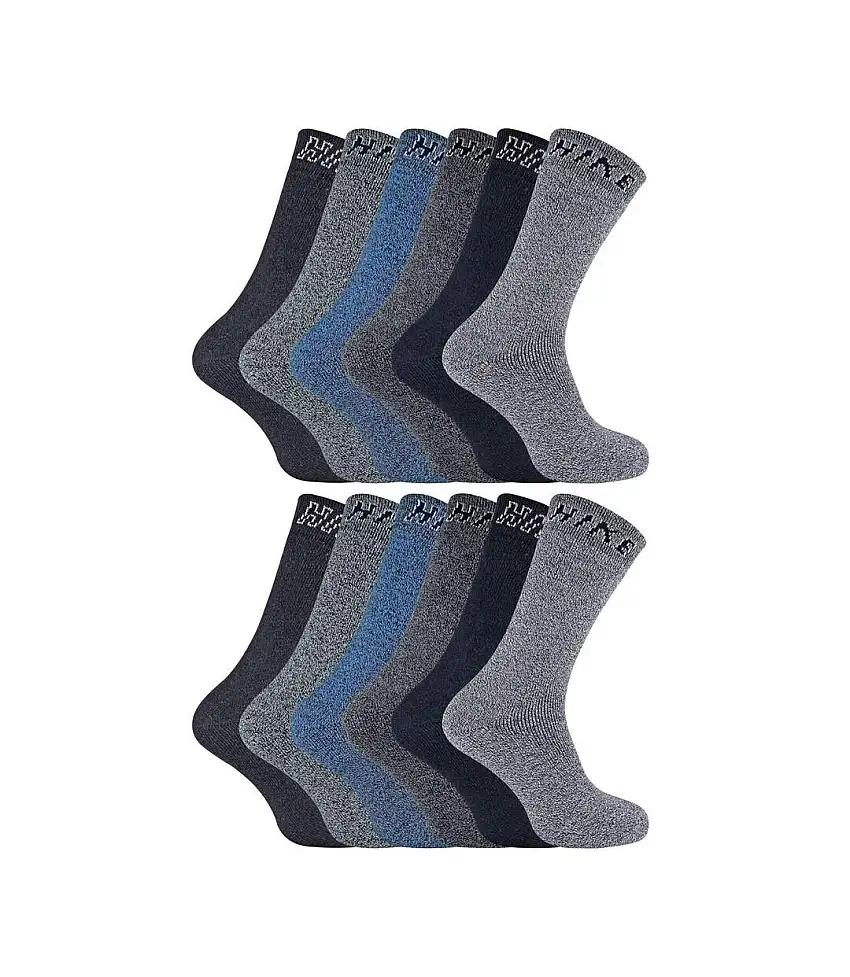 12 Pairs Mens Cushioned Crew Hiking Walking Boot Socks