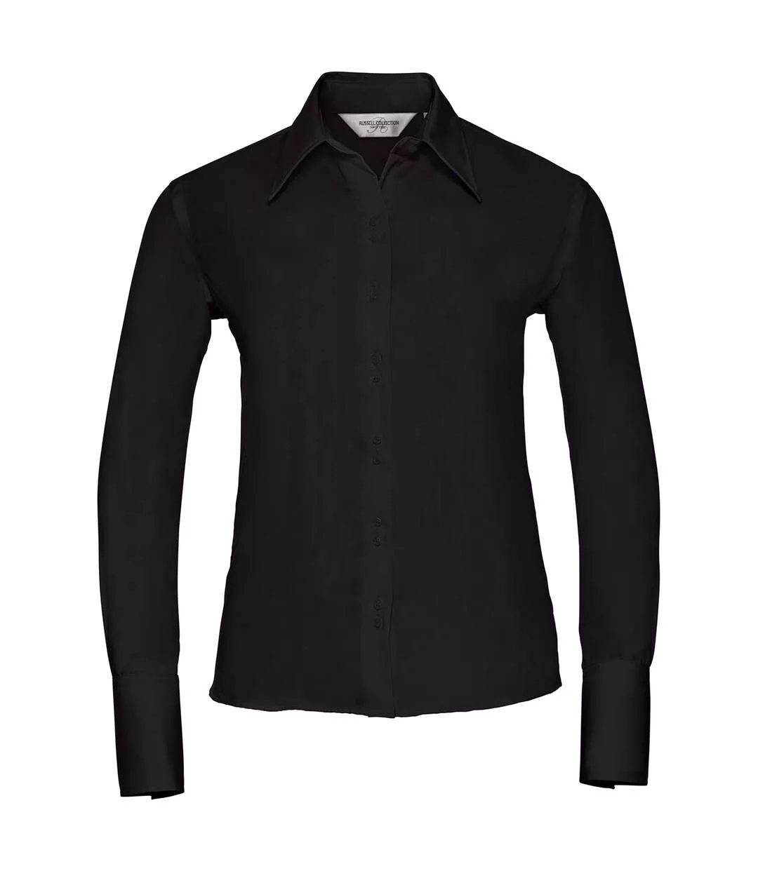 Womens/ladies Ultimate Long-sleeved Shirt Black Russell Collection