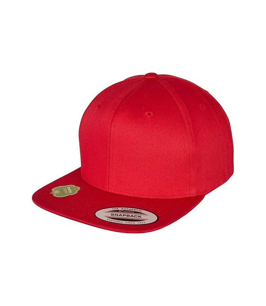 Flexfit By Unisex Organic Cotton Snapback Cap Red Yupoong