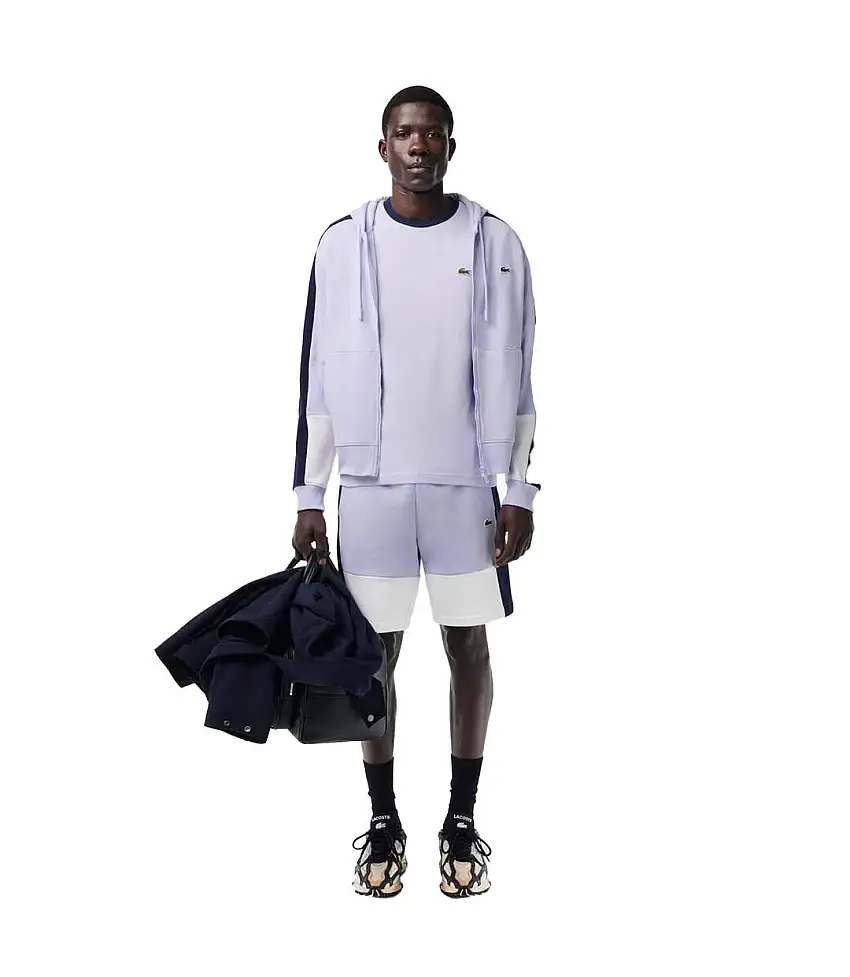 Mens Colour Block Jersey Regular T-shirt Blue Lacoste