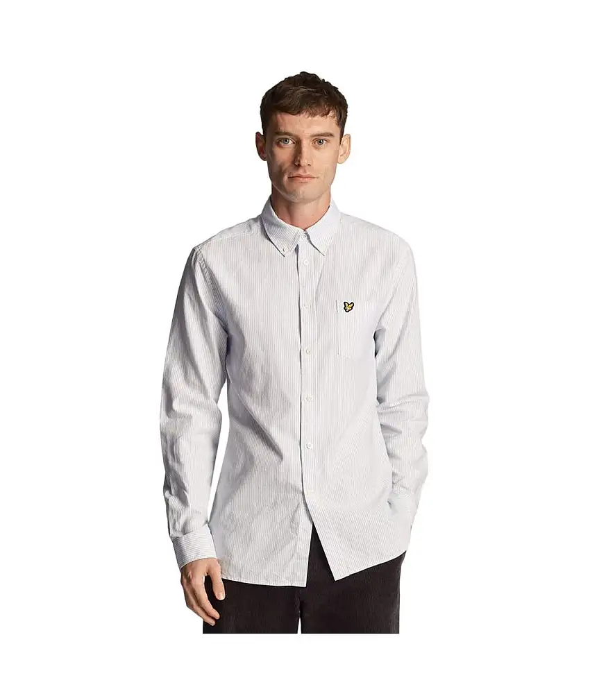 Mens Stripe Oxford Shirt Blue White Lyle & Scott