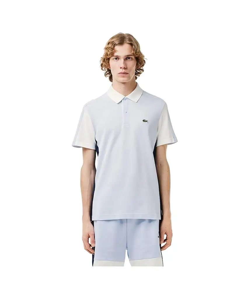 Mens Colour Block Regular Polo Shirt Light Blue Lacoste
