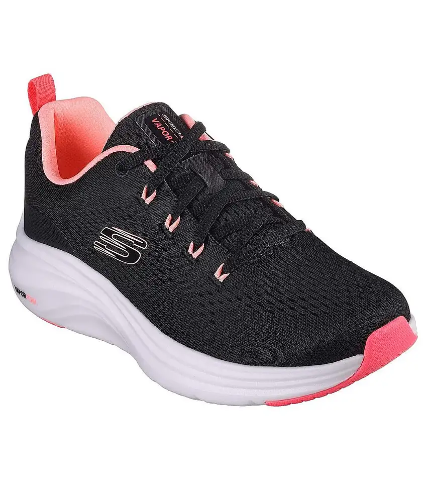 Womens/ladies Vapor Foam Trainers Black Pink Skechers