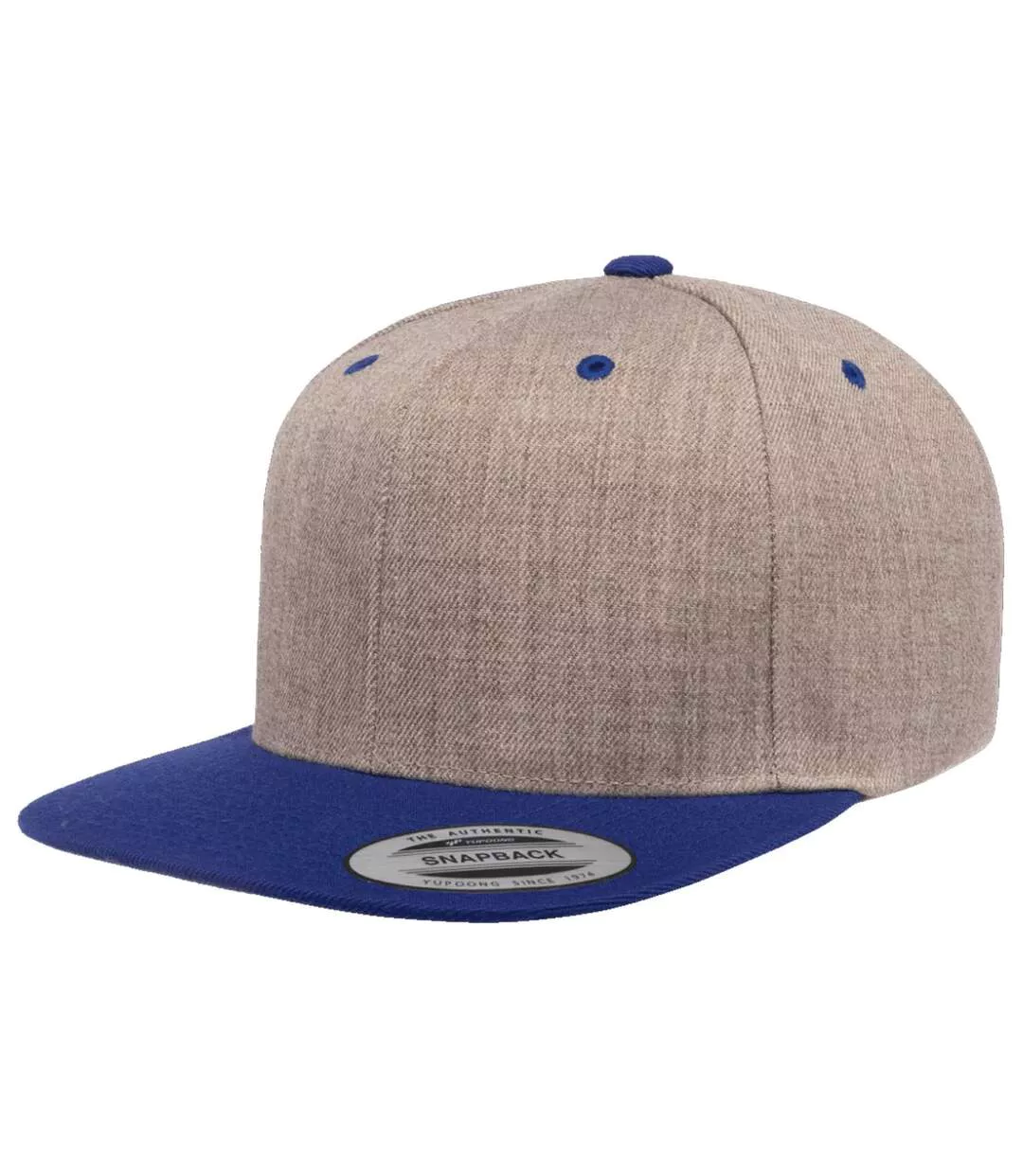 Mens The Classic Premium Snapback 2-tone Cap Heather Royal Blue Yupoong