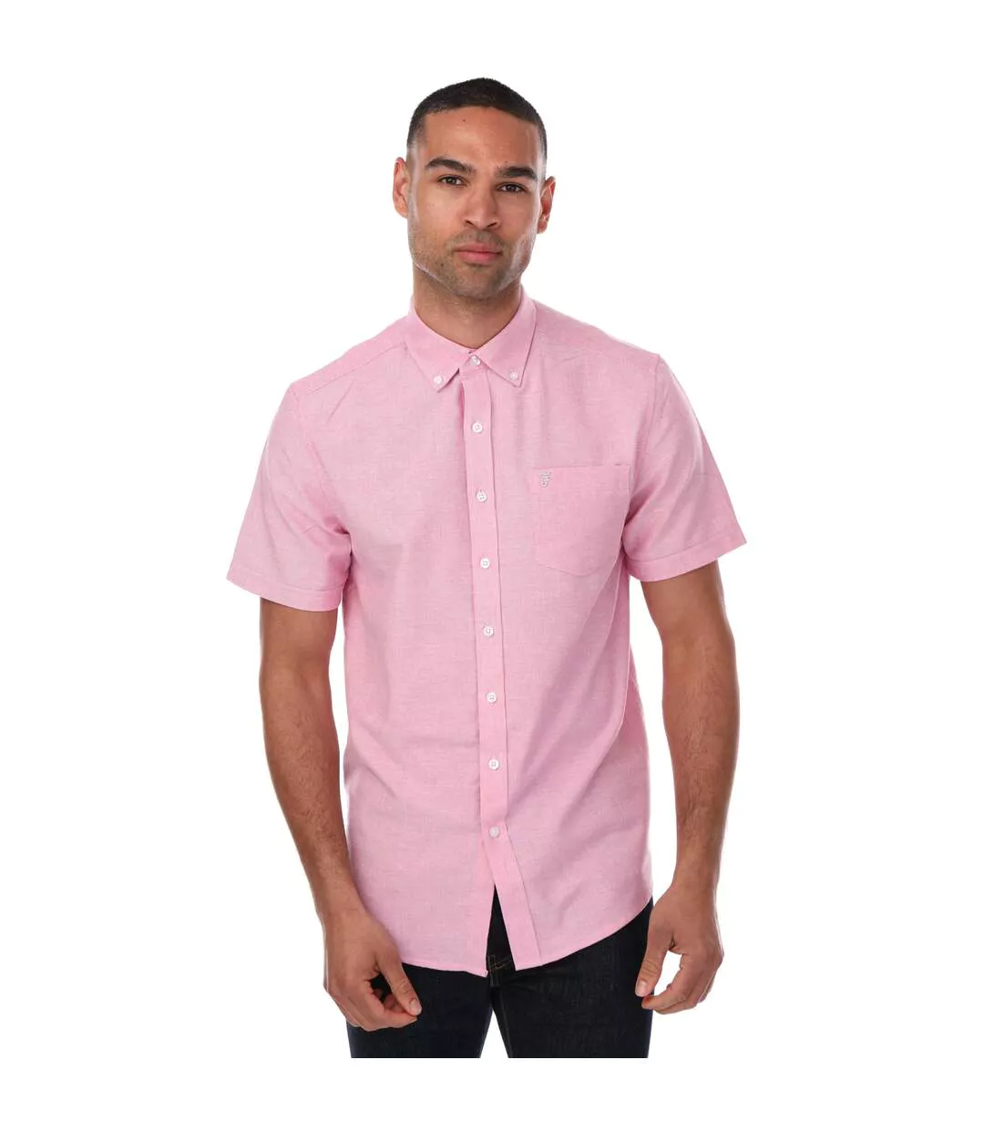 Mens Drayton Short-sleeved Shirt Coral Farah