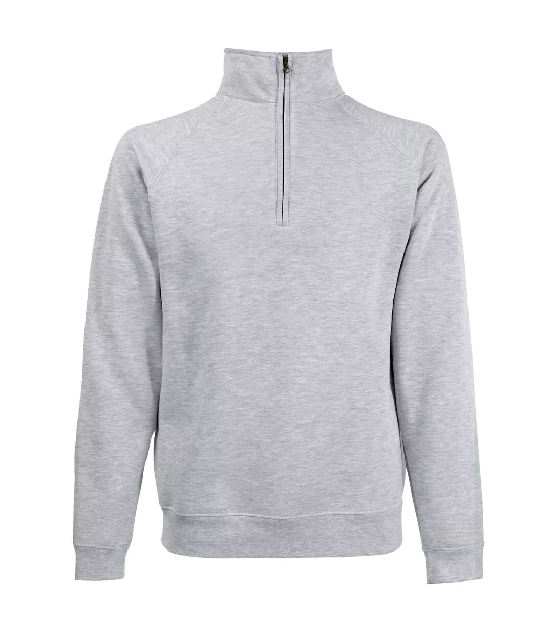 Mens Zip Neck Sweatshirt Heather Grey Fruit Of The Loom