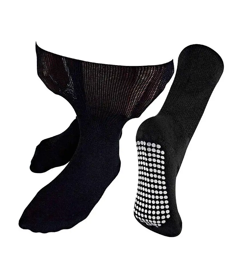 1 Pack Extra Wide Bamboo Oedema Socks with Grips