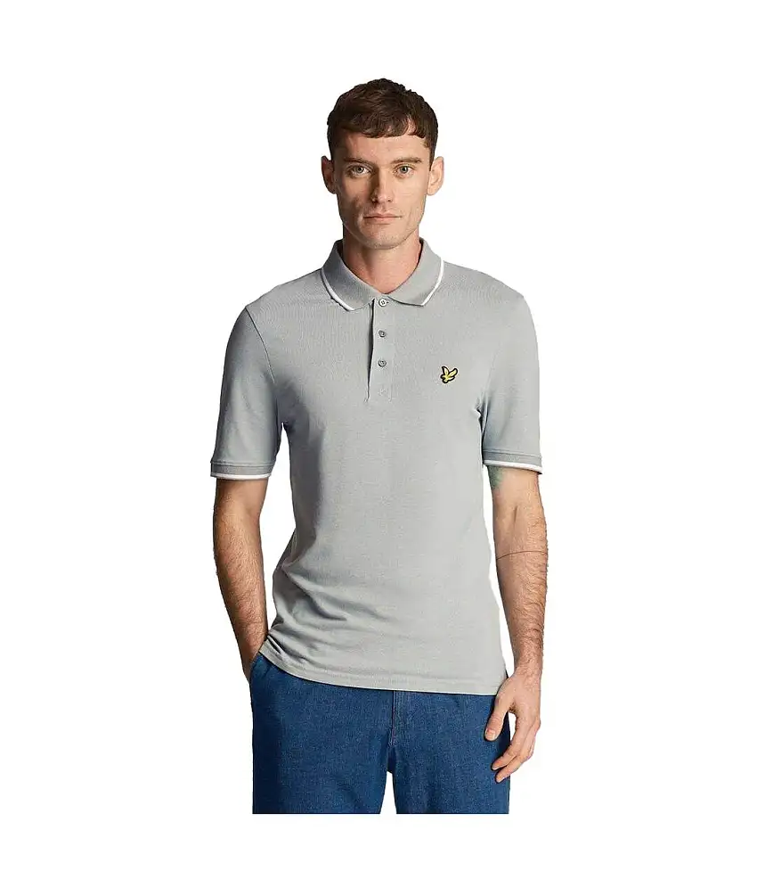 Mens Tipped Polo Shirt Blue Lyle & Scott