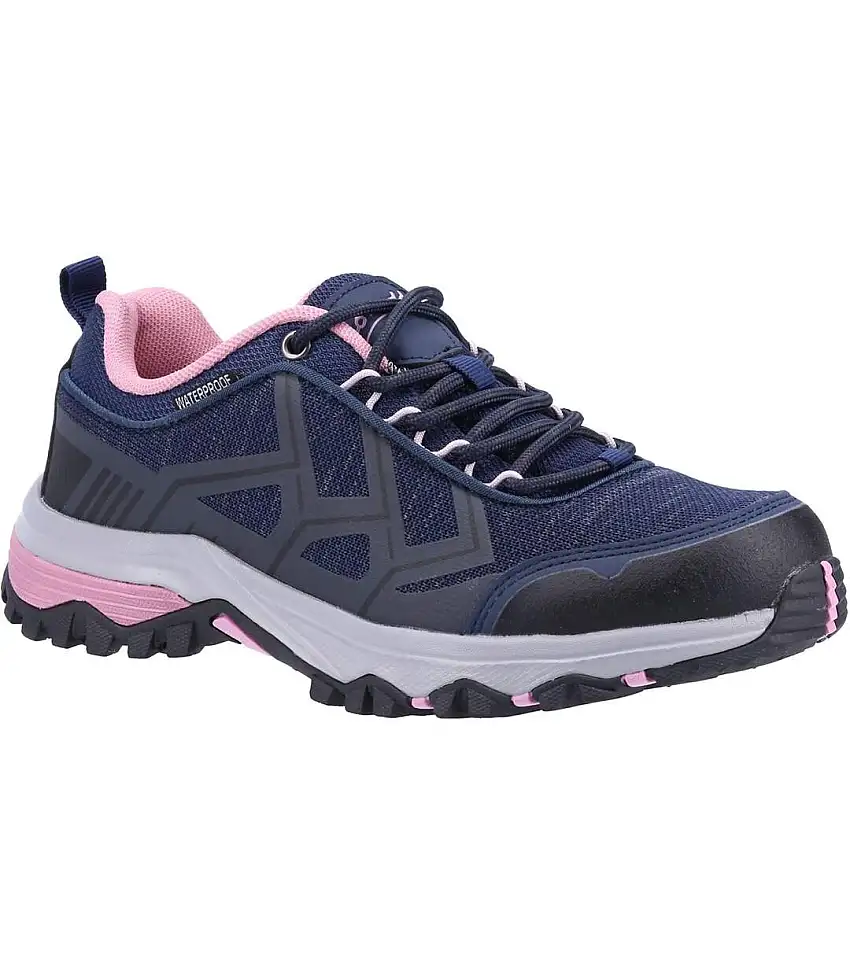 Womens/ladies Wychwood Low Wp Walking Shoes Navy Pink Cotswold