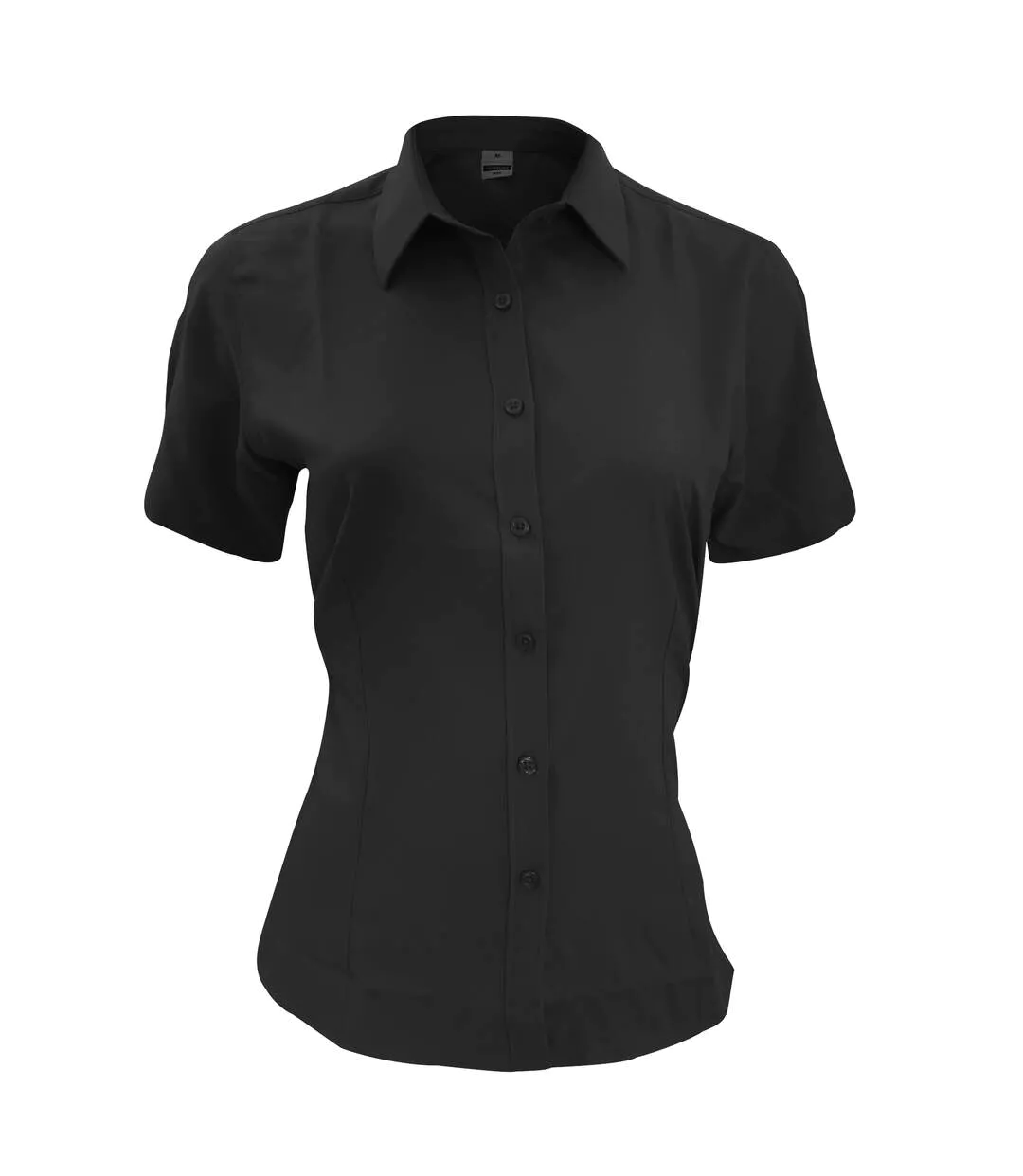 Womens/ladies Wicking Short Sleeve Work Shirt Black Henbury