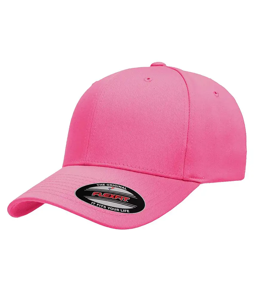 Mens Flexfit Fitted Baseball Cap Dark Pink Yupoong