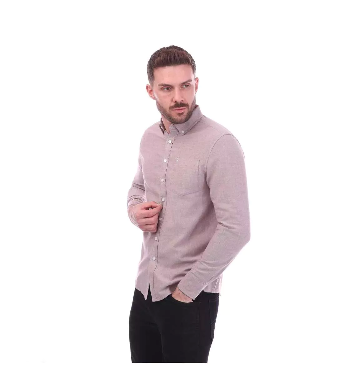 Mens Drayton Oxford Modern Shirt Red Farah