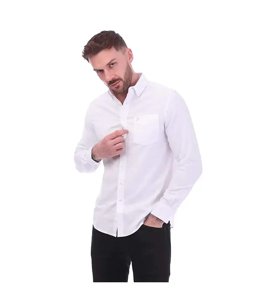 Mens Drayton Long-sleeved Shirt White Farah