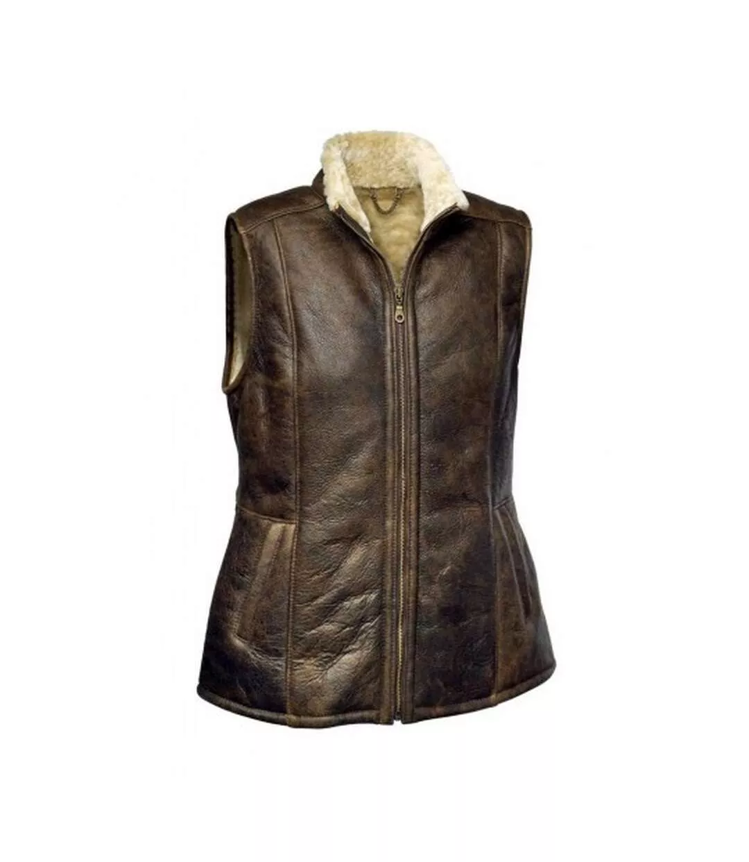 Womens/ladies Gilly Sheepskin Gilet Chocolate Forest Eastern Counties Leather