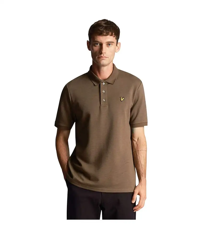 Mens Slub Chunky Polo Shirt Olive Lyle & Scott