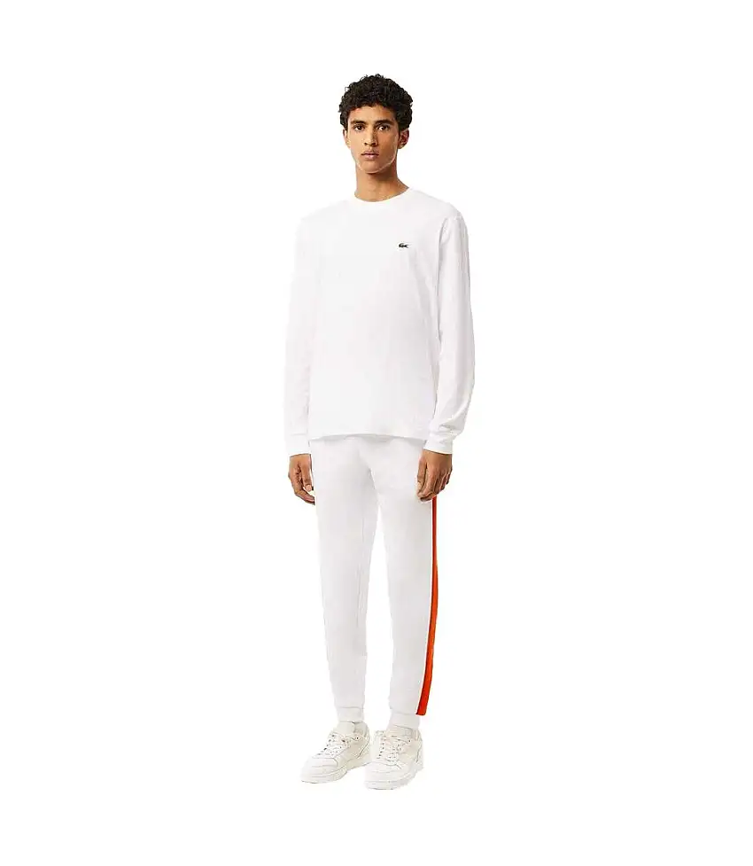 Mens Tapered Leg Jogging Bottoms White Orange Lacoste