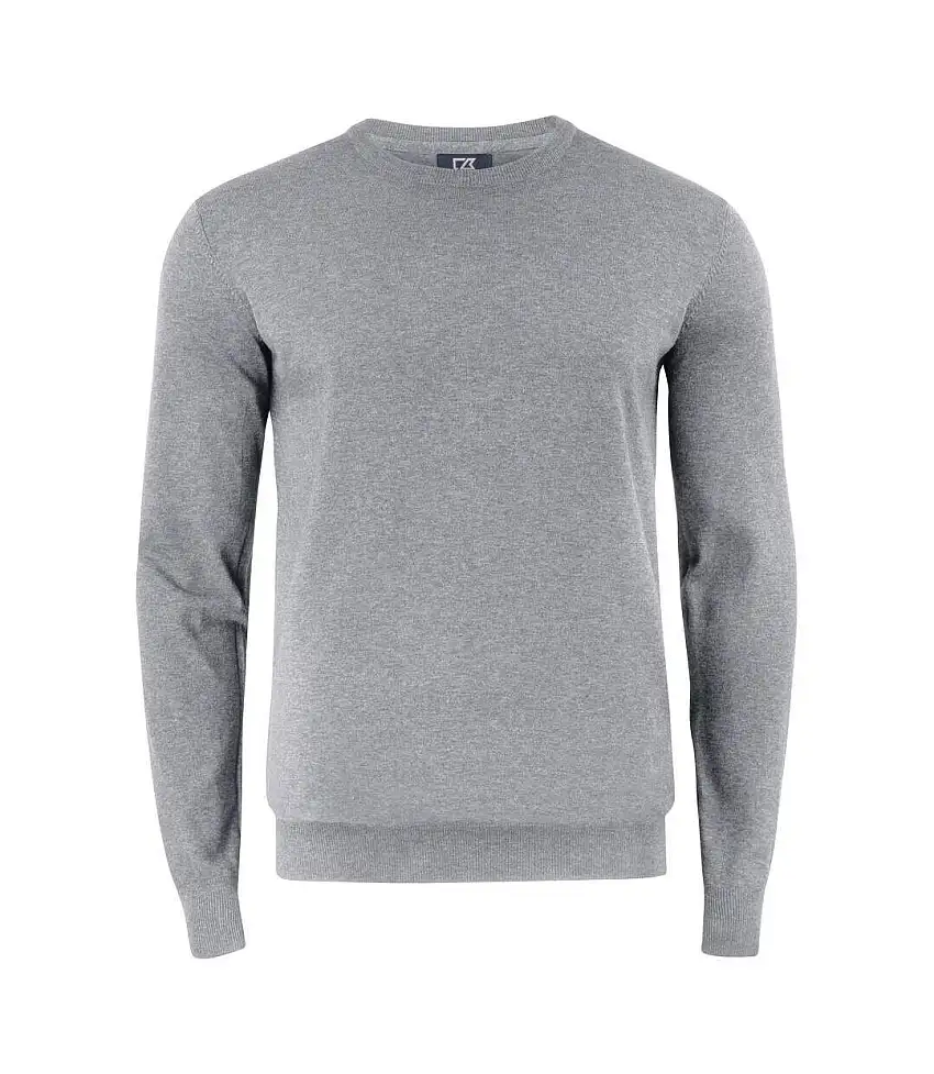 Mens Oakville Knitted Crew Neck Sweater Top Grey Melange Cutter & Buck