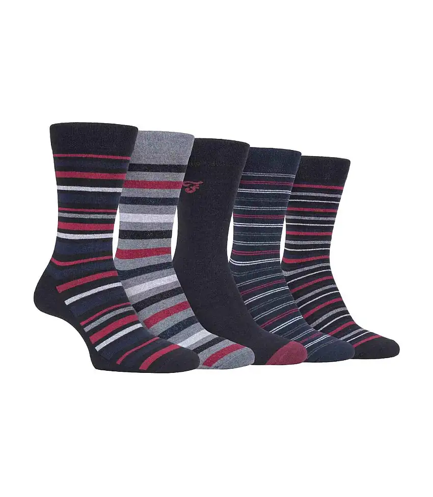 5 Pack Mens Striped Patterned Cotton Dress Socks