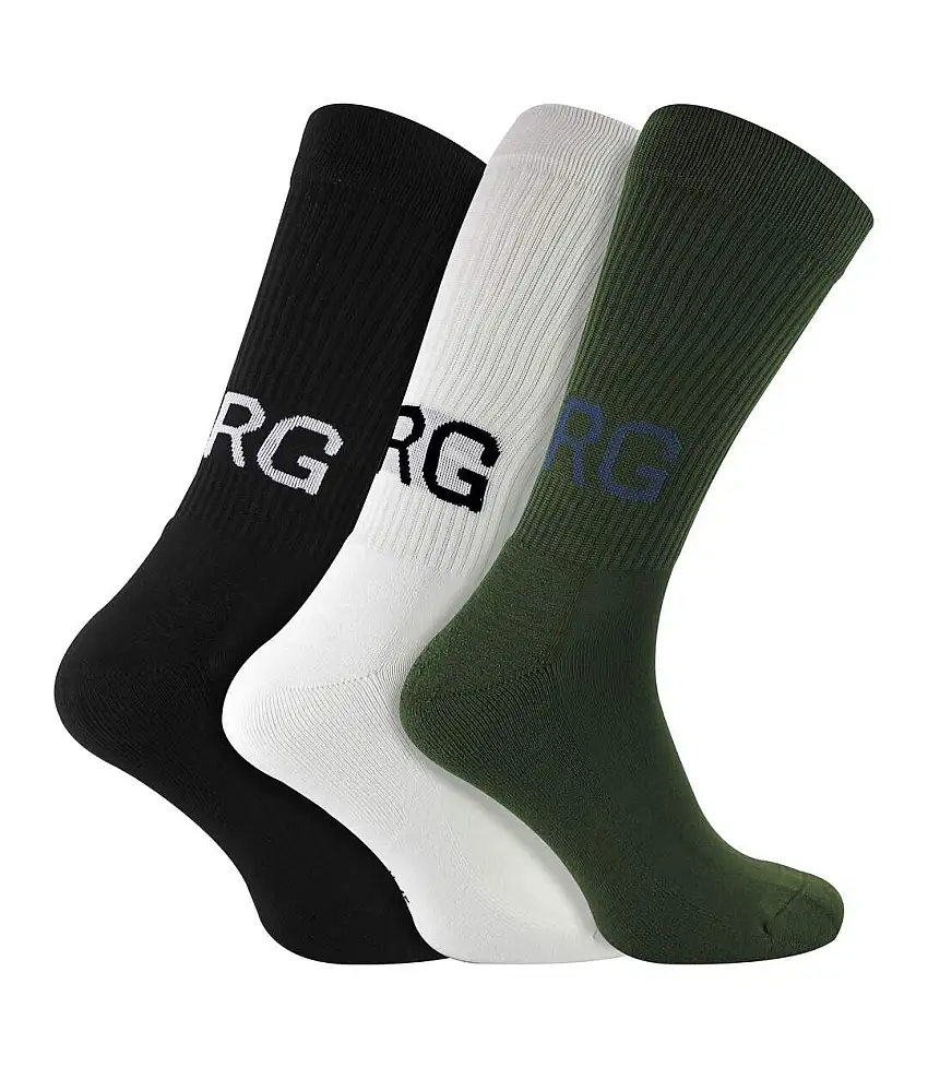 3 Pack Core Sport Ribbbed Top Crew Socks for Men