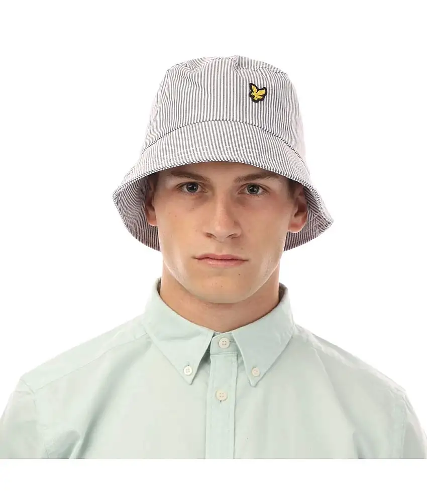 Unisex Adult Stripe Bucket Hat Grey White Lyle & Scott