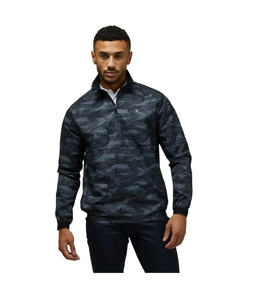 Mens Parker Camouflage Showerproof Jacket Black Farah