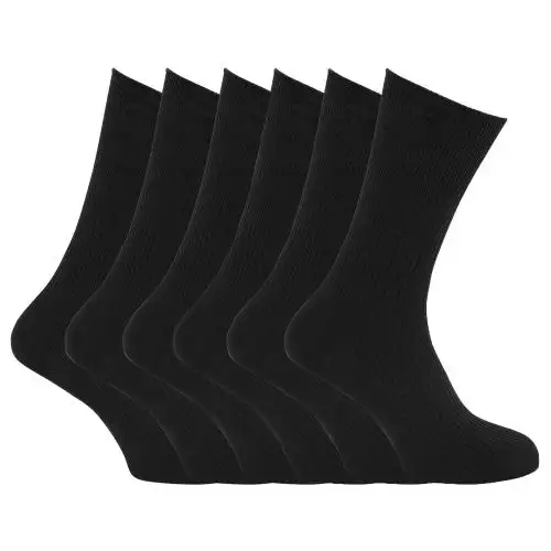 Specialist Item: Mens Ribbed XL Non Elastic Top Socks (Pack Of 6)