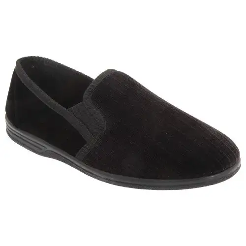 Zedzzz Mens Richard Striped Twin Gusset Velour Slippers