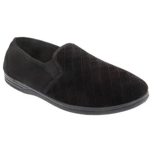 Zedzzz Mens Kevin Velour Twin Gusset Slippers