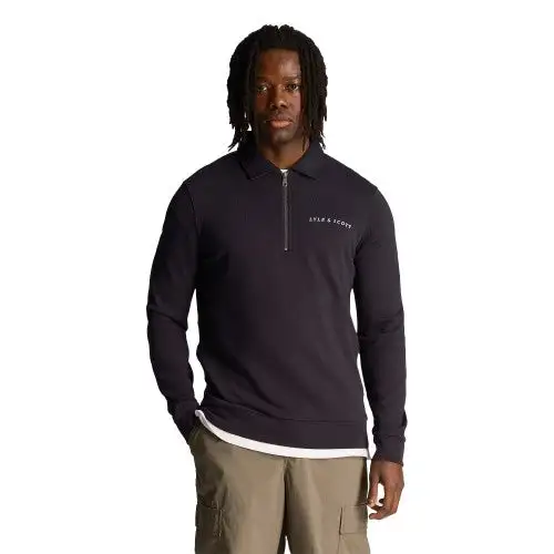 Lyle & Scott Mens Embroidered Loopback Collared Sweatshirt