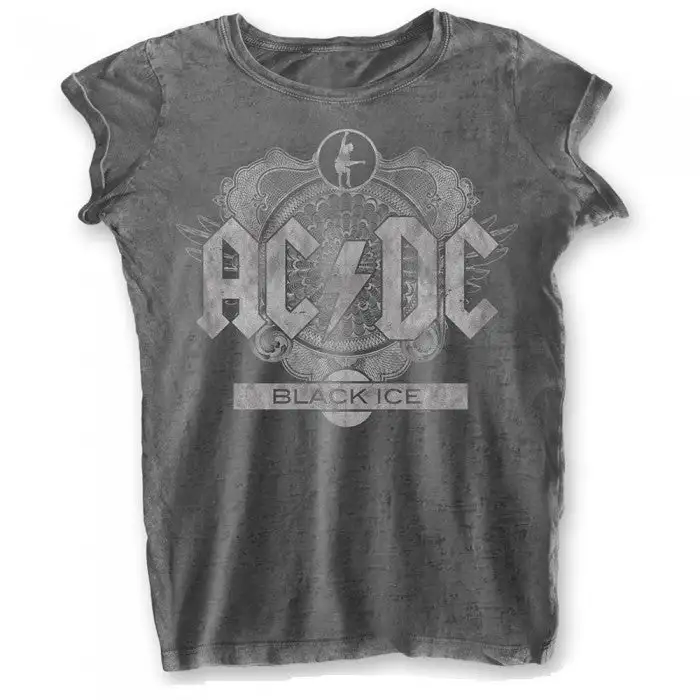 AC/DC Womens/Ladies Black Ice Burnout T-Shirt