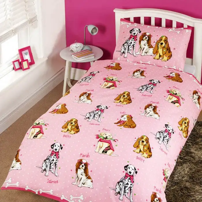Childrens Girls Glamour Dogs Design Single Duvet/Bedding Set