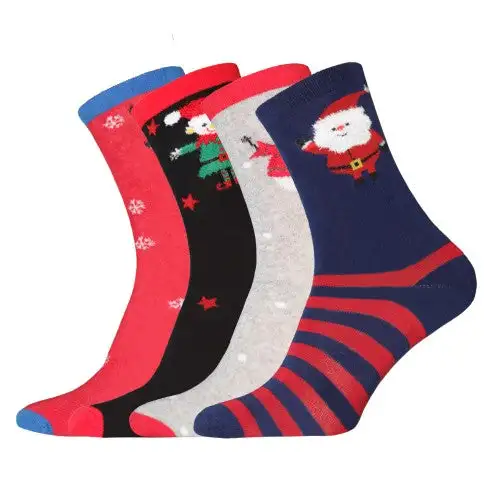 Womens/Ladies Novelty Christmas Socks (Pack Of 4)